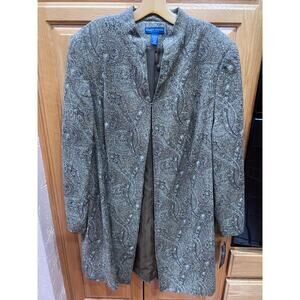 Karen Scott Women's Paisley Pattern Coat | Plus Size 20W